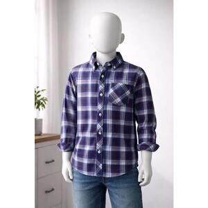 Y2K VTG Ben Sherman  boys XL Blue multi colorPlaid Button Down Shirt Long Sleeve